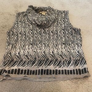 RAFAEL Monochrome Zigzag Sleeveless Blouse